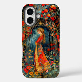 美しいフォーク絵を描の少女 iPhone 16ケース