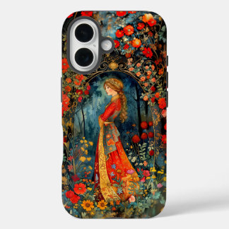美しいフォーク絵を描の少女 iPhone 16ケース