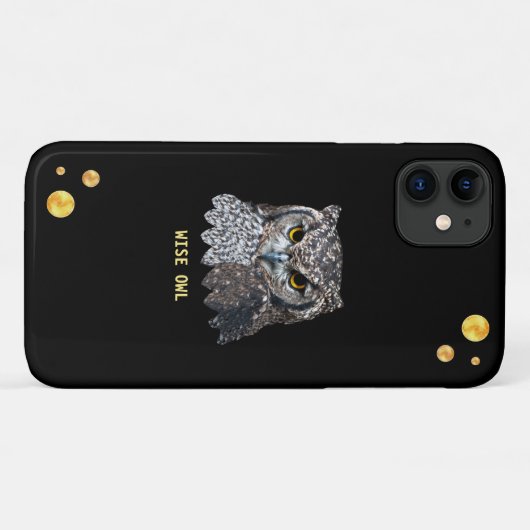 美しいフクロウと黒の黄金の紙吹雪 Case-Mate iPhoneケース (裏面(横))