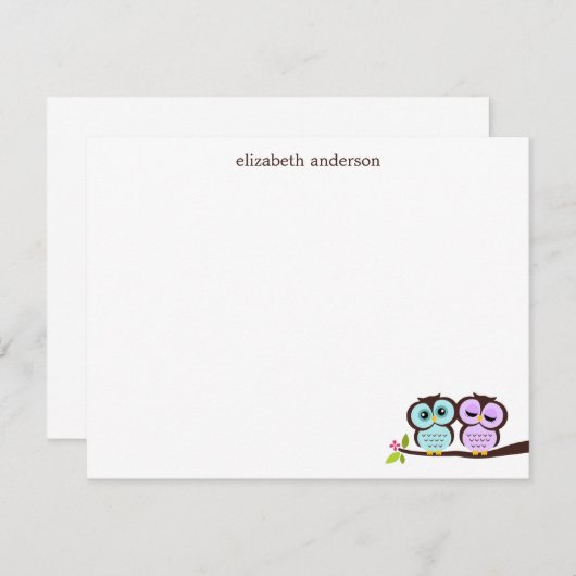 美しいフクロウのカップルのカスタムはノート感謝していしています ノートカード (正面/裏面)
