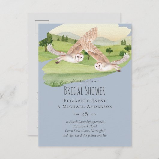 美しいフクロウ結婚ズ ポストカード (正面/裏面)