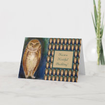 美しいフクロウ誕生日エレガントカード