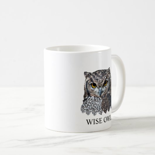美しいフクロウ コーヒーマグカップ (正面右)