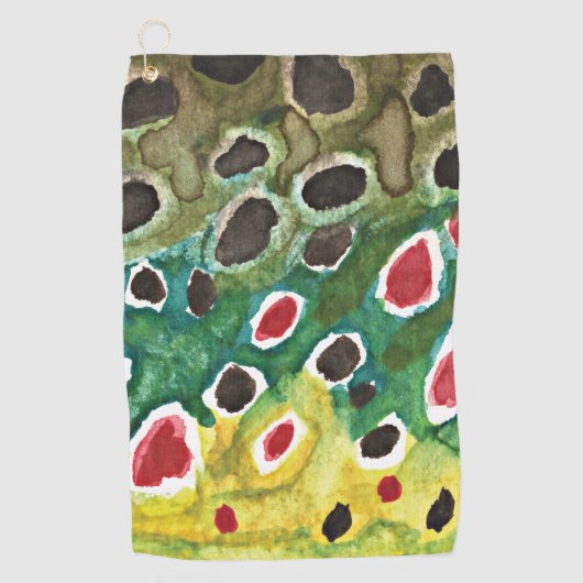 美しいフライ釣りブラウンマス ゴルフタオル (正面)