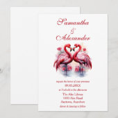 美しいフラミンゴのウェディング 招待状 (正面/裏面)