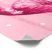 美しいフラミンゴ鳥ピンクのシームレスパターン図 ポスター (角)