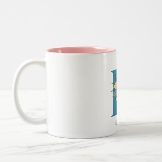美しいフラワーアルファベットMUG ツートーンマグカップ (左)