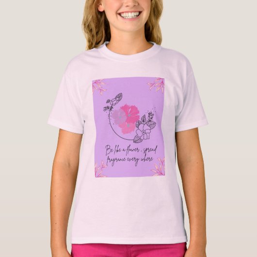 美しいフラワーデザインのTシャツ Tシャツ (正面)