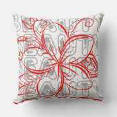 美しいフラワーラインアートタイポグラフィデザイン クッション (裏面)