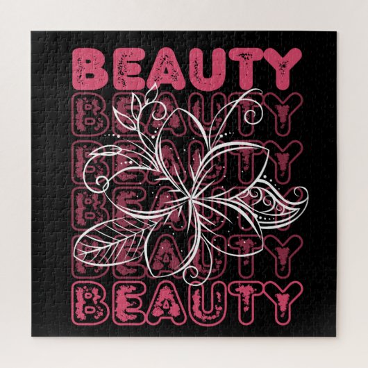 美しいフラワーラインアートタイポグラフィ ジグソーパズル (縦)