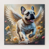 美しいフランスのブルドッグ&エンジェルウィングス ジグソーパズル (縦)