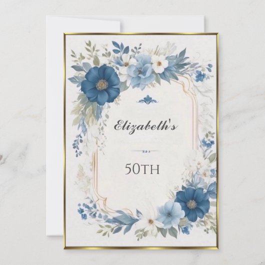 美しいフランスのヴィンテージ50th誕生日パーティー 招待状 (裏面)