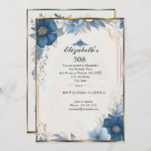 美しいフランスのヴィンテージ50th誕生日パーティー 招待状 (正面/裏面)