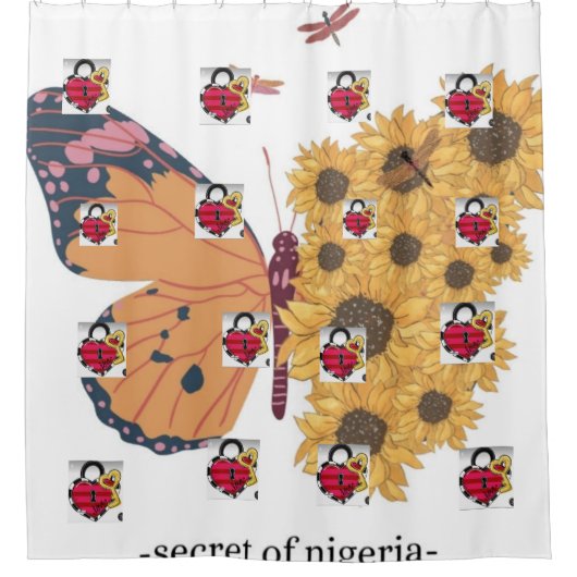 美しいフルハート&バタフライディスシャワーカーテン シャワーカーテン (正面)