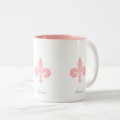 美しいフルール・ド・リス 花のライトコーラルピンク ツートーンマグカップ (正面右)