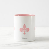 美しいフルール・ド・リス 花のライトコーラルピンク ツートーンマグカップ (中央)