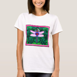 美しいフレームの「クラックルフレームのトンボ」アート Tシャツ