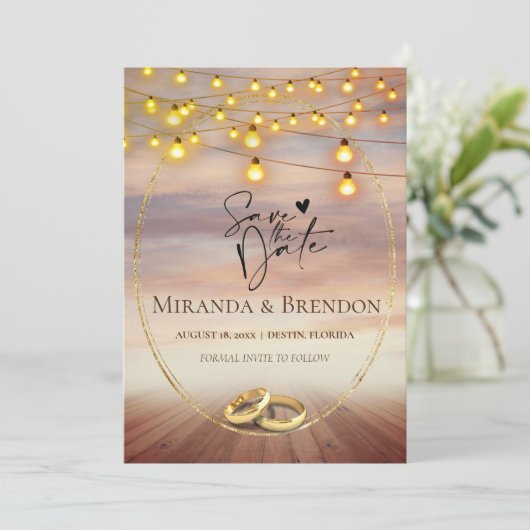 美しいフロリダのビーチ、明るくてあなたの写真 招待状 (スタンド正面)