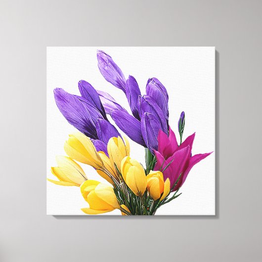 美しいフローラかわいらしカラフルチューリップ キャンバスプリント (正面)