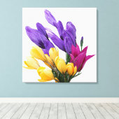 美しいフローラかわいらしカラフルチューリップ キャンバスプリント (インサイチュ (ウッドフロア))