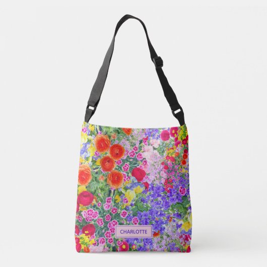 美しいフローラかわいらしカラフルバッグ(名前) クロスボディバッグ (裏面)