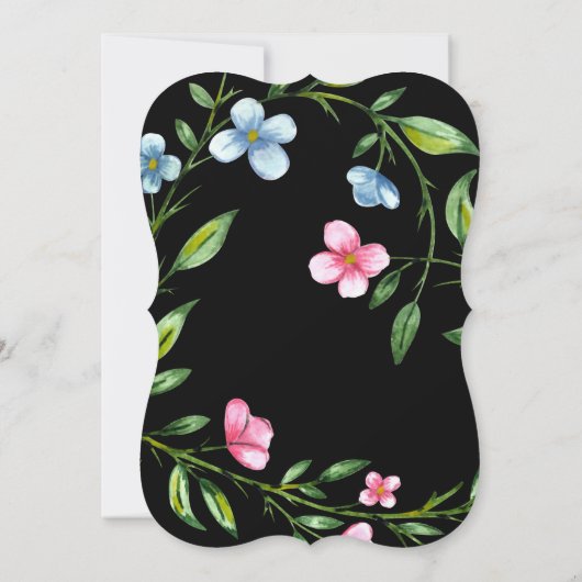 美しいフローラとお洒落タイポグラフィ結婚の 招待状 (裏面)