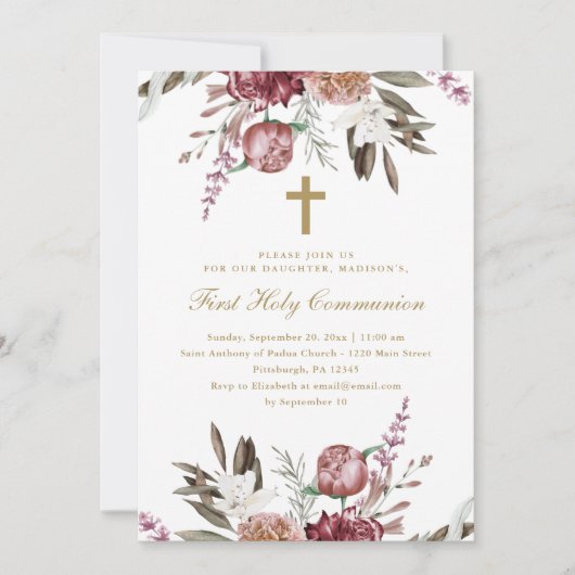 美しいフローラとクロス最初の聖餐式 案内状 (正面)