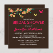 美しいフローラとバードブライダルシャワーの招待 招待状 (正面/裏面)