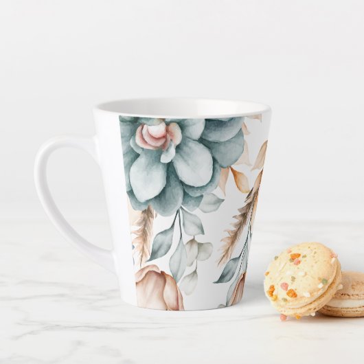 美しいフローラのシームレスなヴィンテージ カフェラテマグ (インサイチュ)