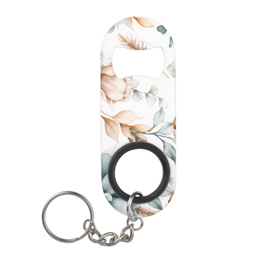 美しいフローラのシームレスなヴィンテージ キーホルダー栓抜き (正面)