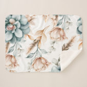 美しいフローラのシームレスなヴィンテージ シェルパブランケット (正面(横))