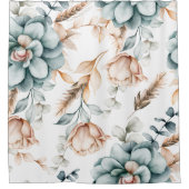 美しいフローラのシームレスなヴィンテージ シャワーカーテン (正面)