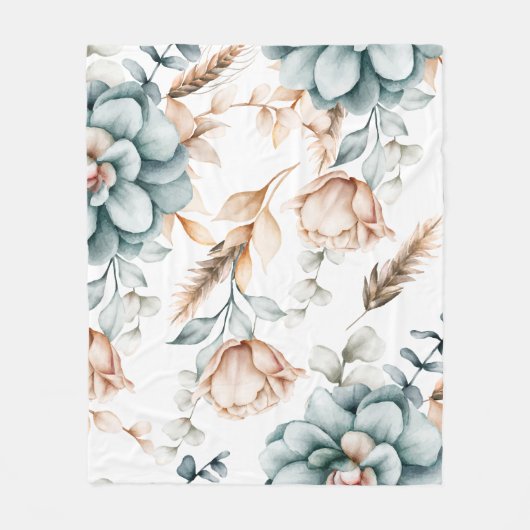美しいフローラのシームレスなヴィンテージ フリースブランケット (正面)