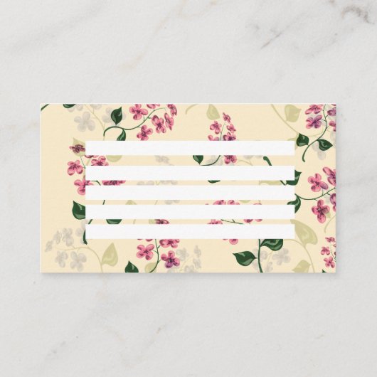 美しいフローラのシ忘れームレームパターン – PIではない 名刺 (裏面)