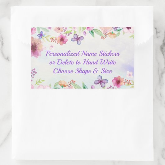 美しいフローラの名前パーソナライズされたスタンプ 長方形シール (バッグ)