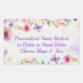 美しいフローラの名前パーソナライズされたスタンプ 長方形シール (正面)