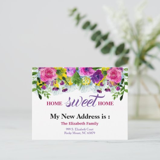 美しいフローラの新しいアドレスの移動告知 案内ポストカード (スタンド正面)