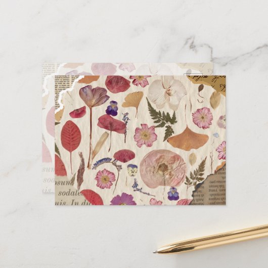 美しいフローラを押した ポストカード (正面/裏面インサイチュ)