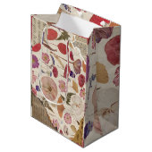 美しいフローラを押した ミディアムペーパーバッグ (正面アングル)