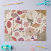 美しいフローラを押した 薄葉紙 (クラフト)