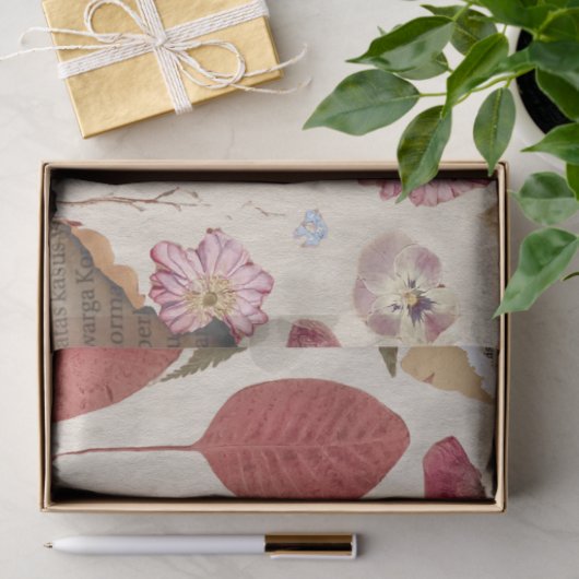 美しいフローラを押した 薄葉紙 (ギフト)