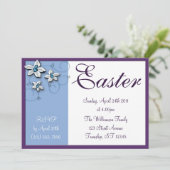 美しいフローライースターブルーホリデー招待状 招待状 (スタンド正面)