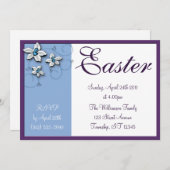 美しいフローライースターブルーホリデー招待状 招待状 (正面/裏面)