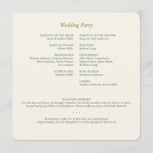 美しいフローラウォーターカラーアイボリー結婚ズ プログラム (裏面)