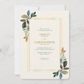 美しいフローラウォーターカラーアイボリー結婚ズ 招待状 (正面)