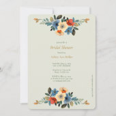 美しいフローラウォーターカラーセージブライダルシャワー 招待状 (正面)