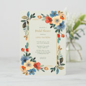 美しいフローラウォーターカラーセージブライダルシャワー 招待状 (スタンド正面)