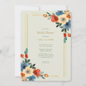 美しいフローラウォーターカラーセージブライダルシャワー 招待状 (正面)