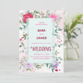 美しいフローラエレガントと赤面結婚バラ 招待状 (スタンド正面)
