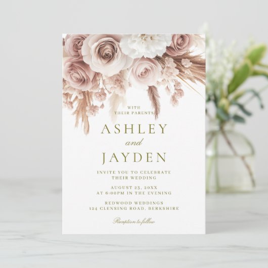 美しいフローラエレガントウェディング 招待状 (スタンド正面)